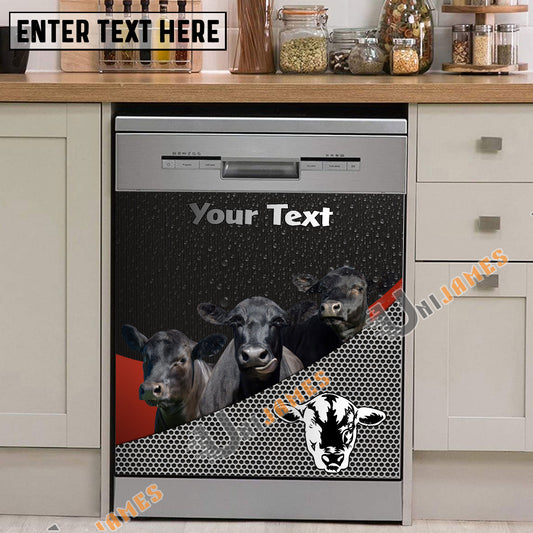 Uni Black Angus Cattle Metal Pattern Custom Name Dishwasher Door Cover