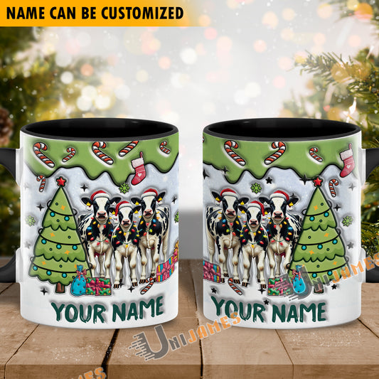 Uni Holstein Christmas Personalized Name Two Tone Mug