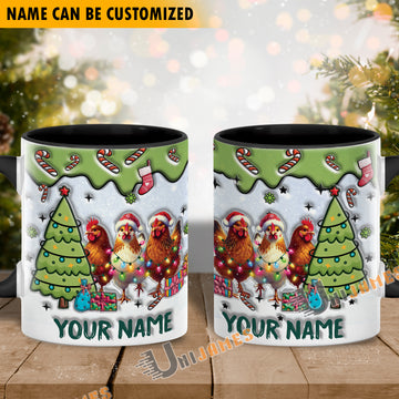 Uni Chicken Christmas Personalized Name Two Tone Mug