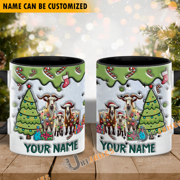 Uni Goat Christmas Personalized Name Two Tone Mug