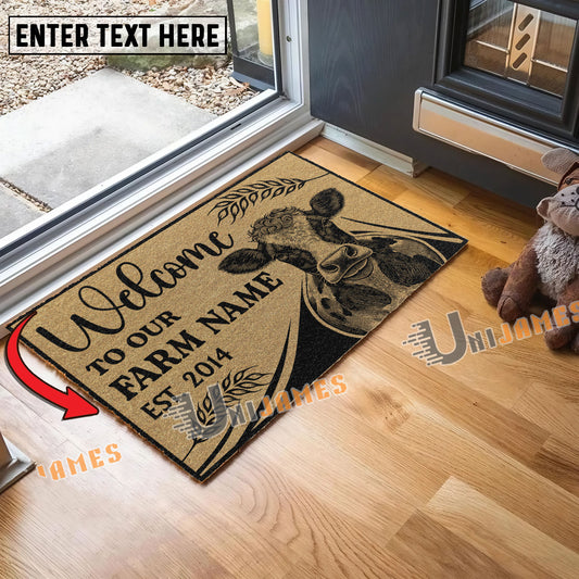 Uni Holstein Peekaboo Custom Farm Name Custom Year Coir Doormat