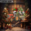 Uni Personalized Farm Tractor Christmas Ornament with Holstein & Tree Acrylic Ornament