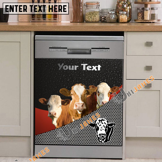 Uni Simmental Cattle Metal Pattern Custom Name Dishwasher Door Cover