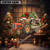 Uni Personalized Farm Tractor Christmas Ornament with Brown Swiss & Tree Acrylic Ornament