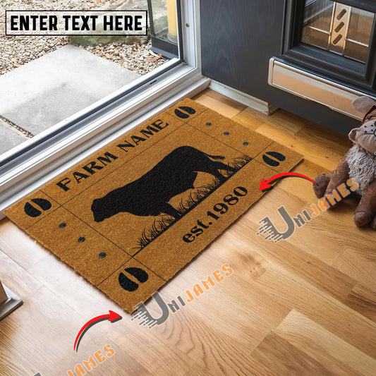 Uni Angus Hoove Custom Farm Name Custom Year Coir Doormat