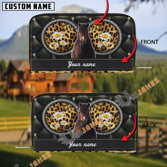 Uni Hackney Leather Heart Pattern Custom Name 3D Leather Clutch