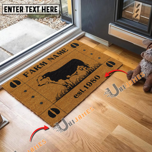 Uni Hereford Hoove Custom Farm Name Custom Year Coir Doormat