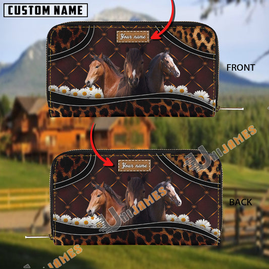 Uni Hackney Happiness Sunflower Custom Name 3D Leather Clutch