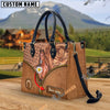 Unijames American Quarter Horse Center Zip Pattern Custom Name 3D Leather Handbag