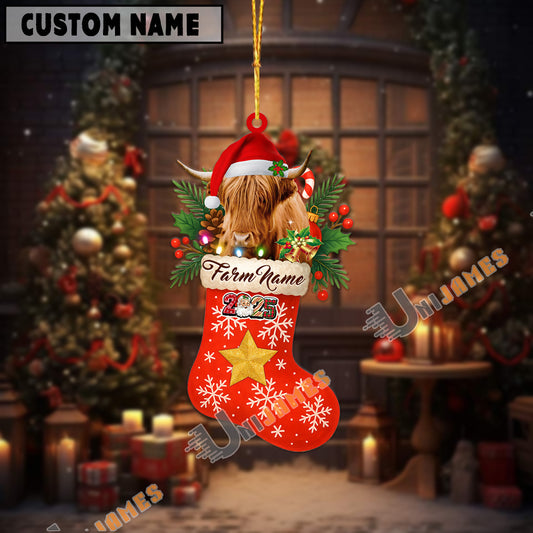 Uni Personalized Highland Christmas Stocking Ornament