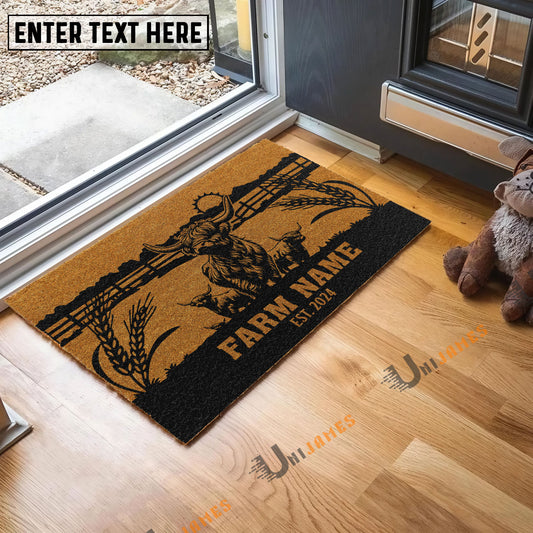 Uni Highland Sunshine Field Custom Farm Name Custom Year Coir Doormat