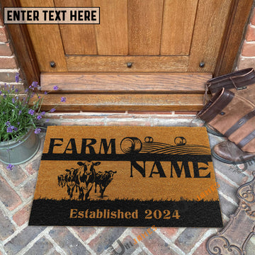 Uni Holstein Straw Roll Custom Farm Name Custom Year Coir Doormat