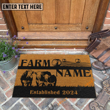 Uni Hereford Straw Roll Custom Farm Name Custom Year Coir Doormat