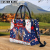Unijames Warmblood America Lover Custom Name 3D Leather Handbag