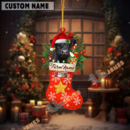 Uni Personalized Belted Galloway Christmas Stocking Ornament