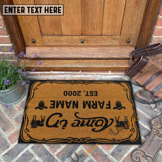 Uni Angus Funny Come In Go Away Custom Farm Name Custom Year Coir Doormat