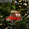Uni Personalized Simmental Ornament – Red Christmas Truck & Farm Name Custom Shape Acrylic Ornament