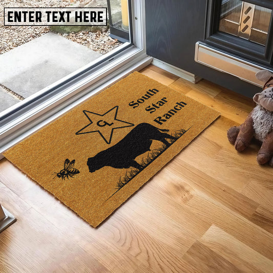 Uni Angus Custom South Star Ranch Coir Doormat