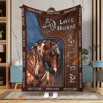 Uni Personalized Name Love Horse Super Soft Blanket