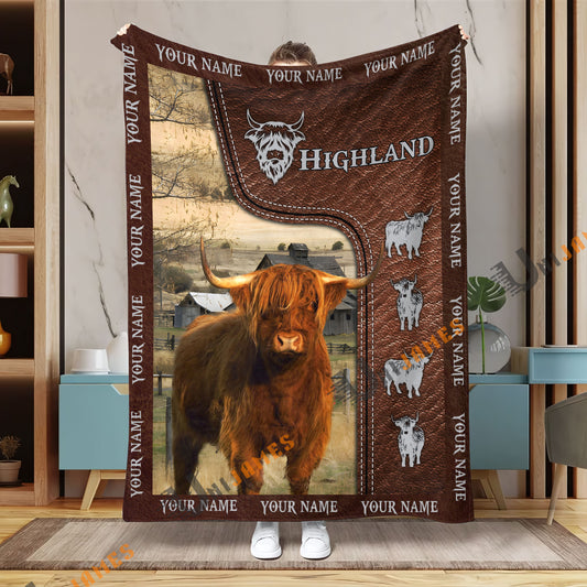 Uni Personalized Name Highland Farm Super Soft Blanket