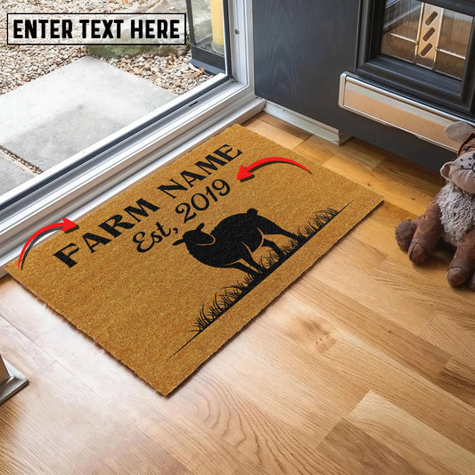 Uni Sheep Custom Farm Name Custom Year Coir Doormat