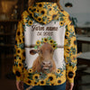 Uni Sunflower Crown Cow – Personalized Farm Hoodie (8 Cattle Breeds)
