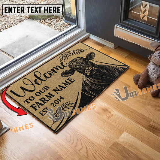 Uni Jersey Peekaboo Custom Farm Name Custom Year Coir Doormat