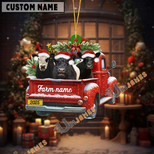 Uni Personalized Belted Galloway Christmas Farm Truck Custom Shape Acrylic Ornament