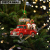 Uni Personalized Hereford Ornament – Red Christmas Truck & Farm Name Custom Shape Acrylic Ornament