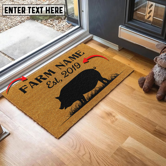 Uni Pig Custom Farm Name Custom Year Coir Doormat