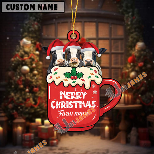 Uni Personalized Holstein Merry Christmas Farm Mug Ornament