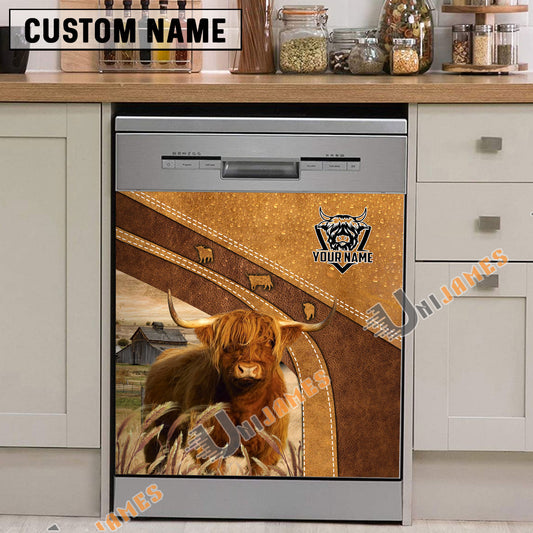 Uni Highland Brown Custom Name Dishwasher Door Cover