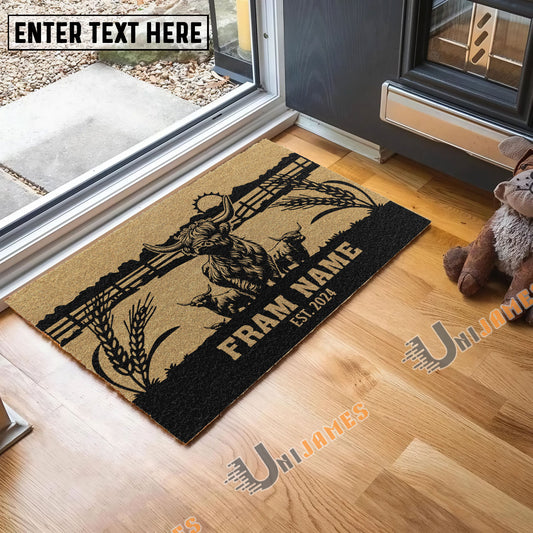 Uni Highland Sunshine Field Custom Farm Name Custom Year Coir Doormat