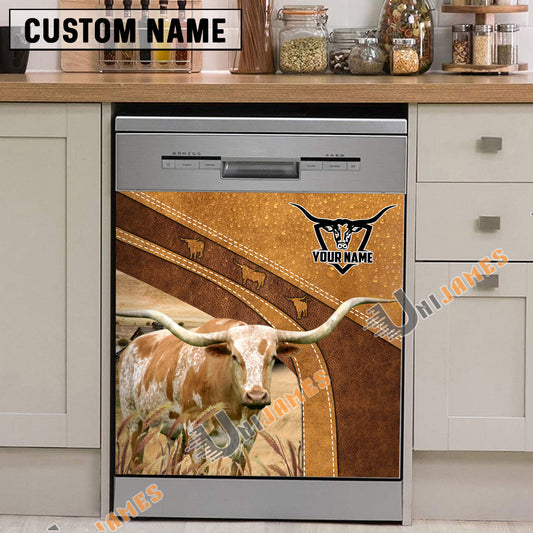 Uni Texas Longhorn Brown Custom Name Dishwasher Door Cover