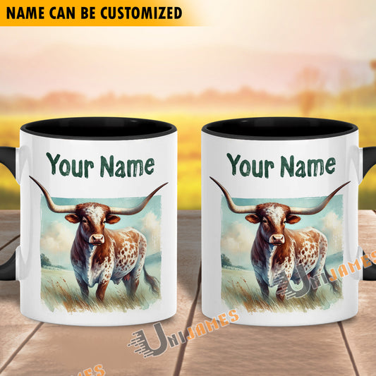 Uni Texas Longhorn Personalized Name Two Tone Mug