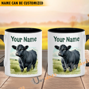 Uni Black Angus Personalized Name Two Tone Mug