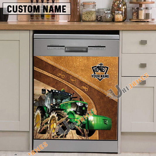 Uni Red Tractor Brown Custom Name Dishwasher Door Cover