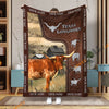 Uni Personalized Name Texas Longhorn Farm Super Soft Blanket