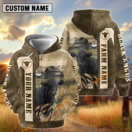 Uni Black Angus Customize Name, Farm Name Unique Pattern Hoodie