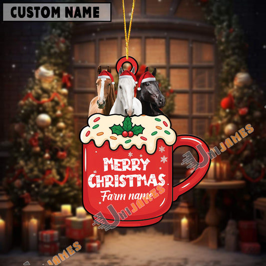 Uni Personalized Horse Merry Christmas Farm Mug Ornament