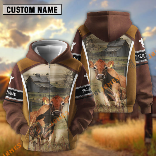 Uni Jersey Personalized Name and Farm Name Color Mixed 3D Hoodie