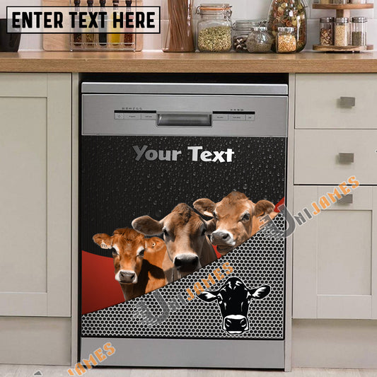 Uni Jersey Cattle Metal Pattern Custom Name Dishwasher Door Cover