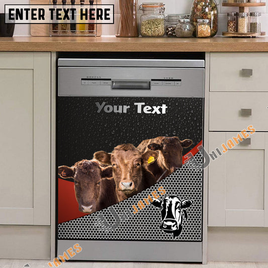 Uni Dexter Cattle Metal Pattern Custom Name Dishwasher Door Cover