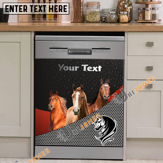 Uni Horse Cattle Metal Pattern Custom Name Dishwasher Door Cover