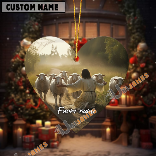 Uni Personalized Jesus and Sheep – Faithful Farm Acrylic Ornament