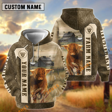 Uni Highland Customize Name, Farm Name Unique Pattern Hoodie