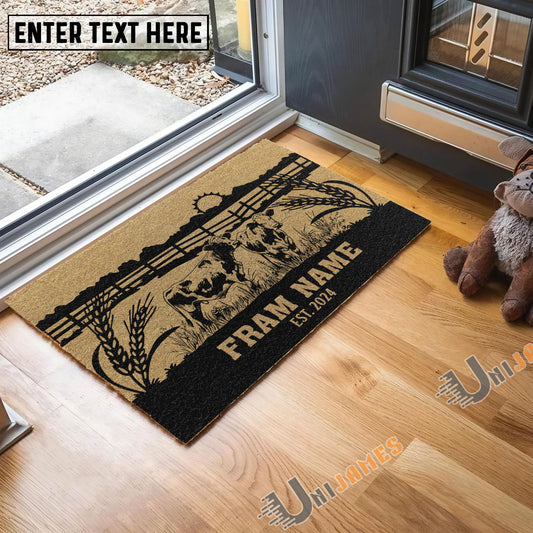 Uni Charolais Sunshine Field Custom Farm Name Custom Year Coir Doormat