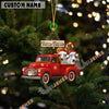 Uni Personalized Brahman Ornament – Red Christmas Truck & Farm Name Custom Shape Acrylic Ornament