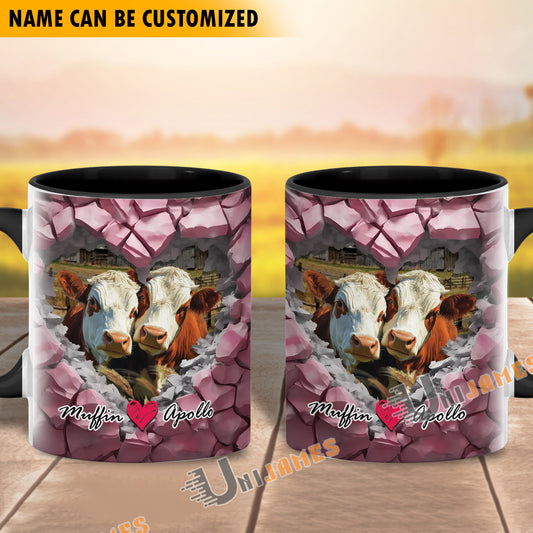 Uni Hereford Couple Personalized Name Two Tone Mug