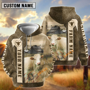 Uni Charolais Customize Name, Farm Name Unique Pattern Hoodie